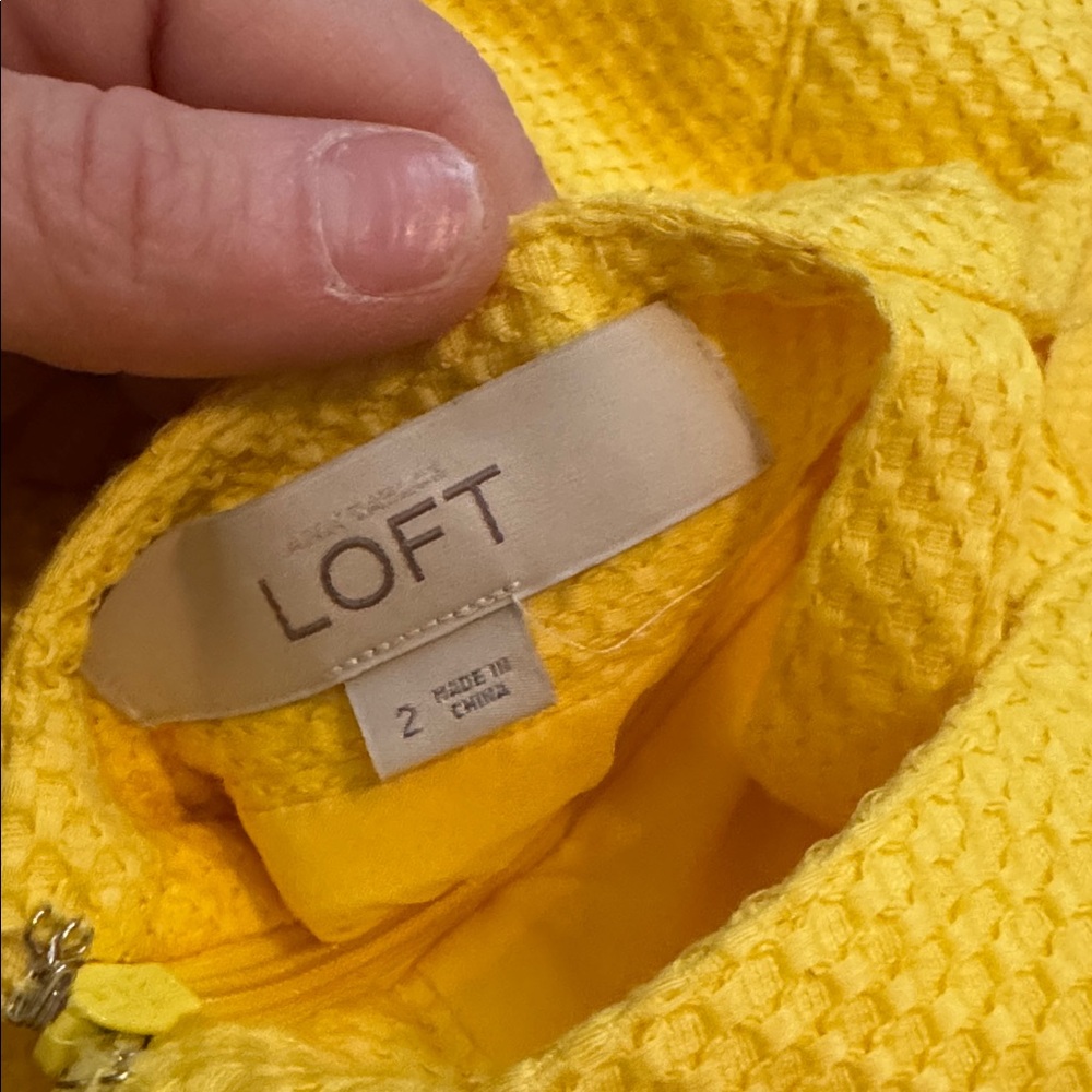 LOFT WOMENS Yellow Textured Spaghetti-Strap Sundress - Picture 3 of 3